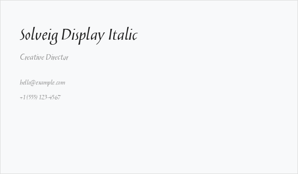 Solveig Display Italic Business Card