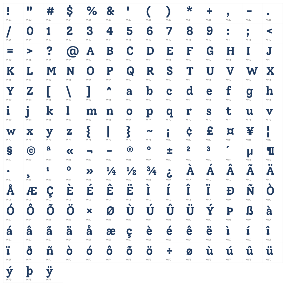 Solway Bold1 Character Map