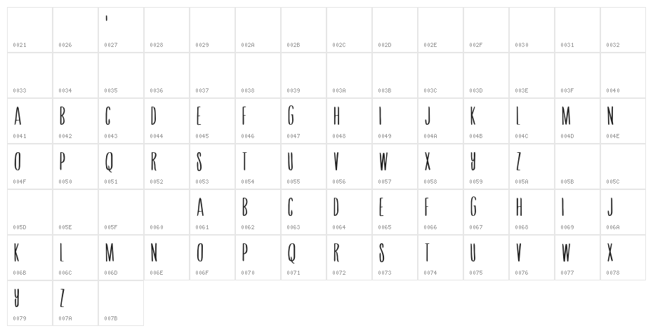 SombodyToLove-Regular Character Map