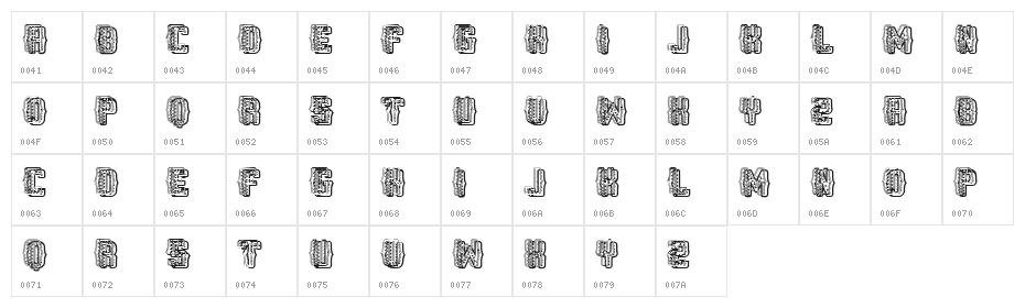 Sombrero Filled Shadow Regular Character Map