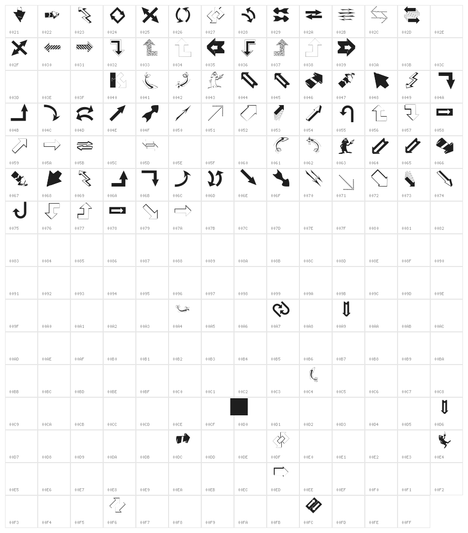 SomeArrows Character Map