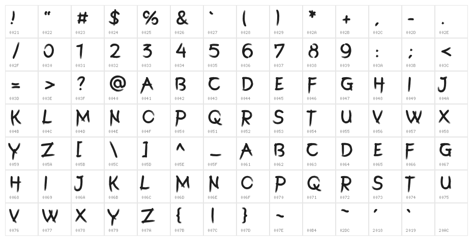 SomeBrush-Bold Character Map