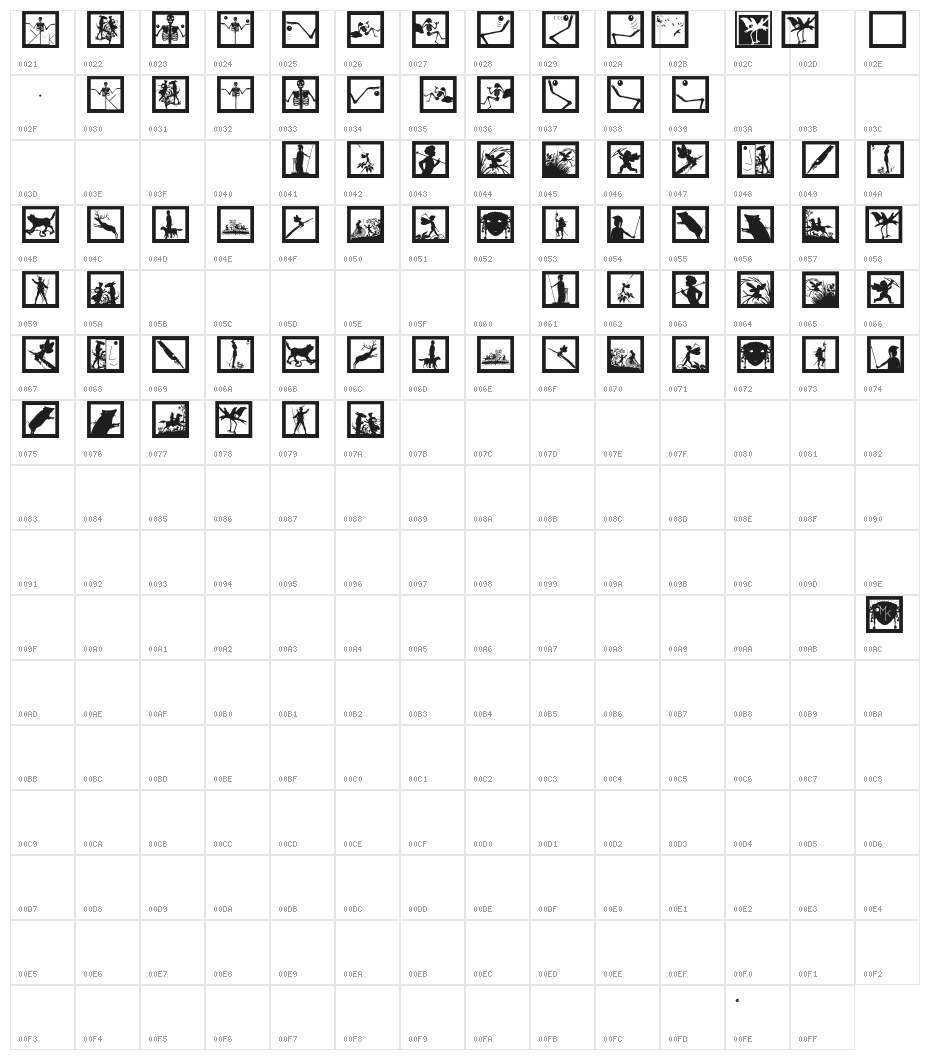 SomeSilhouBatsOne Character Map