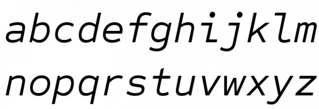 Sometype Mono Regular Italic Schriftart Kleinbuchstaben