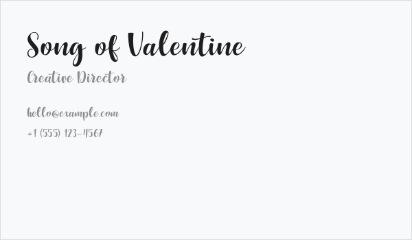 Song of Valentine Business Card