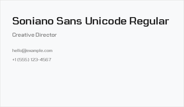Soniano Sans Unicode Regular Business Card