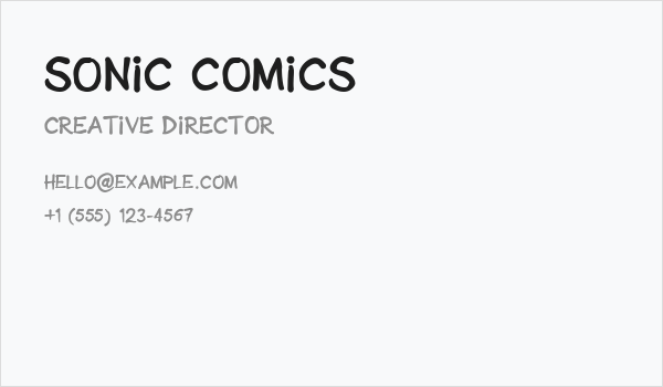 Sonic Comics Business Card