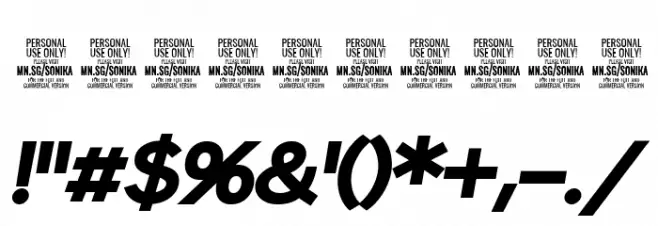 Sonika PERSONAL USE Black Italic Font OTHER CHARS