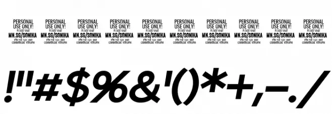 Sonika PERSONAL USE Bold Italic Font OTHER CHARS