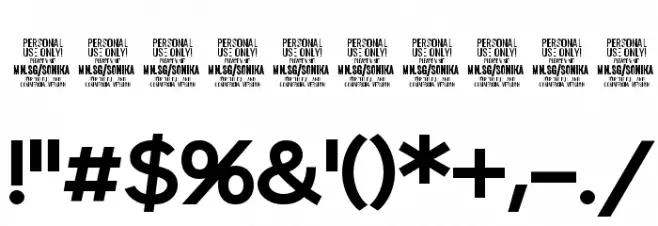Sonika PERSONAL USE Bold Font OTHER CHARS