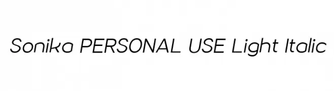 Sonika PERSONAL USE Light Italic  Скачать бесплатные шрифты