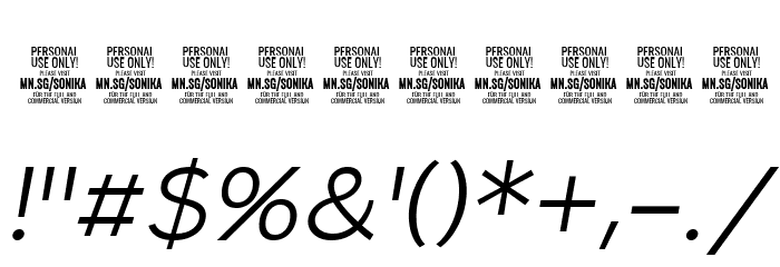 Sonika PERSONAL USE Light Italic Font OTHER CHARS