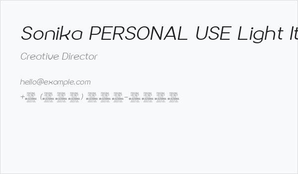 Sonika PERSONAL USE Light Italic Business Card