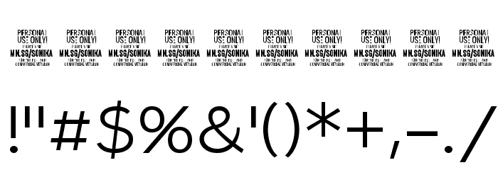Sonika PERSONAL USE Light Font OTHER CHARS