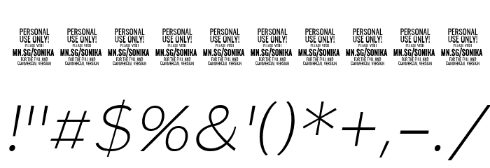 Sonika PERSONAL USE Thin Italic Font OTHER CHARS