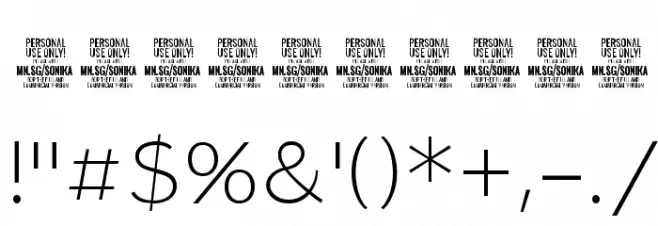 Sonika PERSONAL USE Thin Font OTHER CHARS