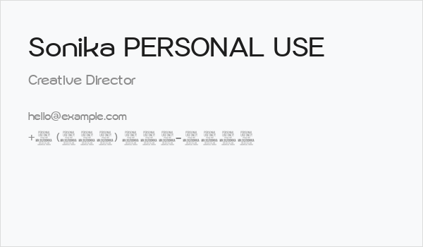 Sonika PERSONAL USE Business Card