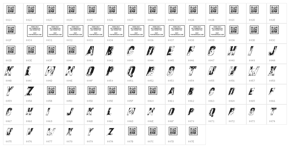 Sons of Noah Italic Character Map