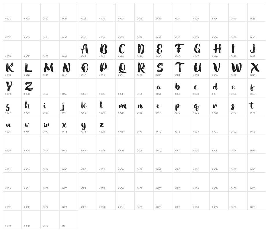 Soondae Font Texture FREE Character Map