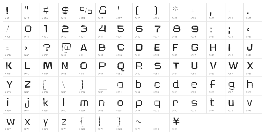 Sosei Regular Character Map
