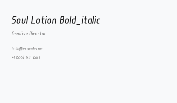 Soul Lotion Bold_italic Business Card