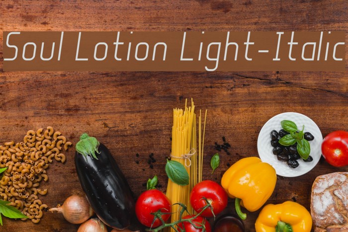 Soul Lotion Light-Italic Font examples