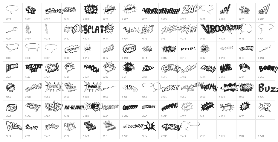 Sound FX Character Map