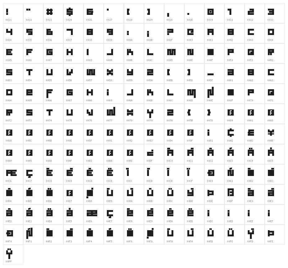 Sound System Regular Character Map