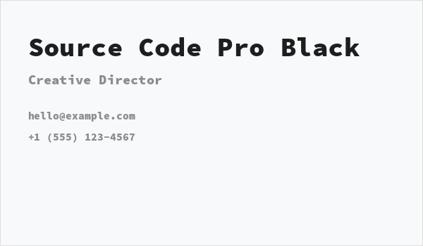 Source Code Pro Black Business Card