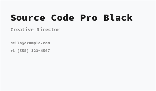 Source Code Pro Black Business Card