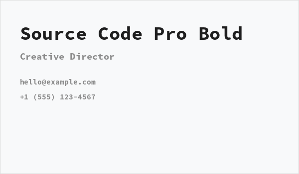 Source Code Pro Bold Business Card