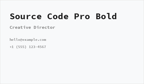 Source Code Pro Bold Business Card