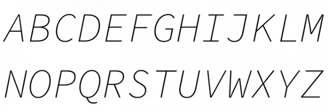 Source Code Pro ExtraLight Italic 字体 大写