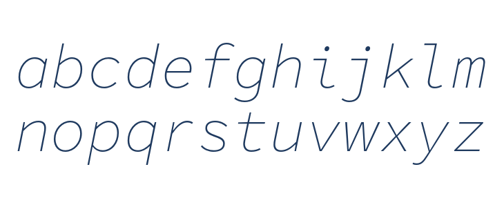 Source Code Pro ExtraLight Italic Lowercase