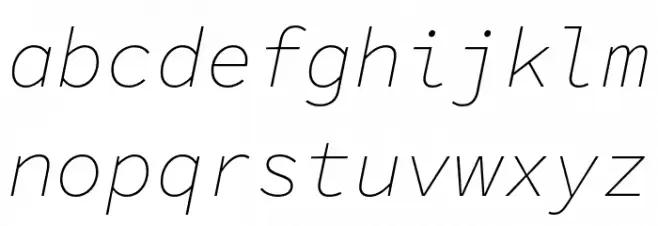 Source Code Pro ExtraLight Italic फ़ॉन्ट लोअरकेस
