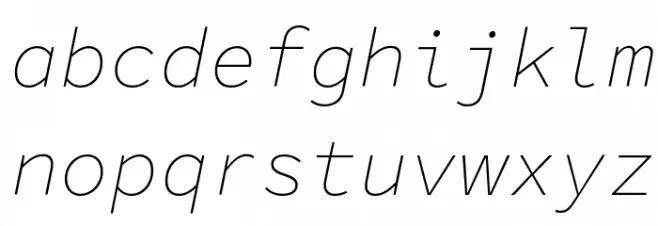 Source Code Pro ExtraLight Italic Font LOWERCASE