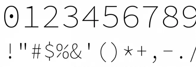 Source Code Pro ExtraLight Font OTHER CHARS