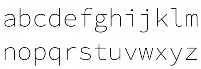 Source Code Pro ExtraLight 字体 小写