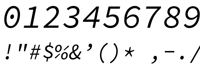 Source Code Pro Italic Font OTHER CHARS