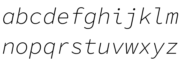 Source Code Pro Light Italic Font LOWERCASE