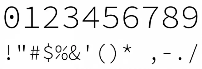 Source Code Pro Light Font OTHER CHARS