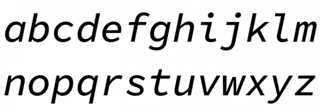 Source Code Pro Medium Italic फ़ॉन्ट लोअरकेस