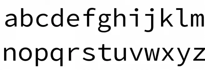 Source Code Pro Regular फ़ॉन्ट लोअरकेस