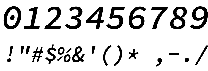 Source Code Pro Semibold Italic Font OTHER CHARS
