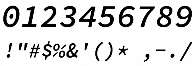 Source Code Pro Semibold Italic Font OTHER CHARS