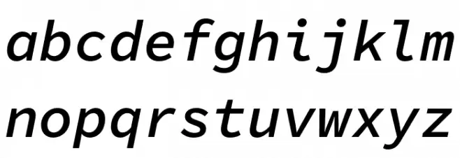 Source Code Pro Semibold Italic फ़ॉन्ट लोअरकेस