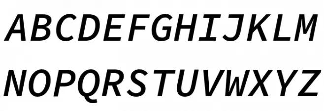 Source Code Pro Semibold Italic Caratteri MAIUSCOLE