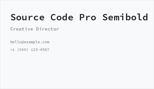 Source Code Pro Semibold Business Card