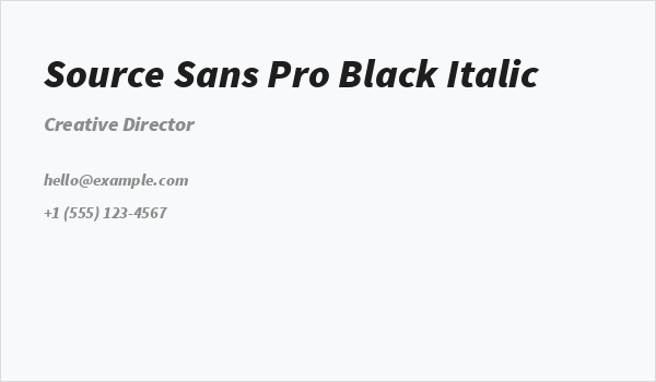 Source Sans Pro Black Italic Business Card