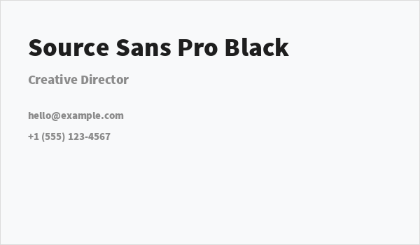 Source Sans Pro Black Business Card
